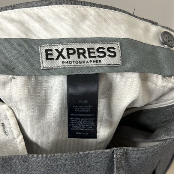 Express Dress Pants Grey Pleated & Cuffed Photographer Fit - Picture 7 of 7